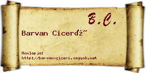 Barvan Ciceró névjegykártya